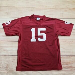 Oklahoma Sooners Jersey Youth 14/16 Red White NCAA Football Mesh Number 15 OU